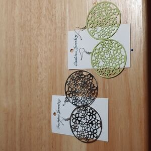 Two sets of metal cutout earrings